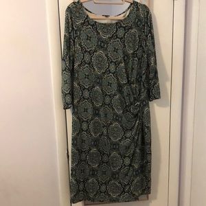 Talbots, 3/4 sleeve faux wrap dress